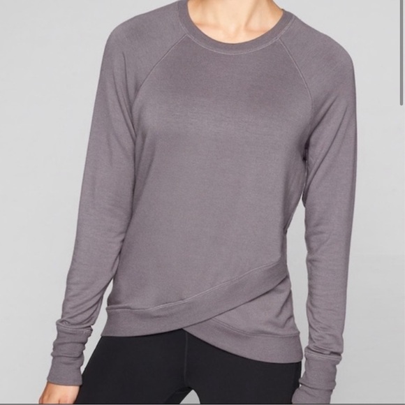 Athleta Tops - Athleta Criss Cross My Heart Lightweight Pullover Sweatshirt Gray‎ Size Medium
